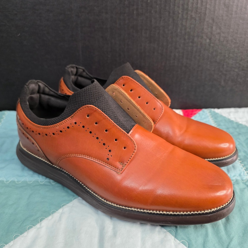 Harrison Myles Oxford Dress Shoes Mens 12 Tan Brown Brogue Ultralights No Laces